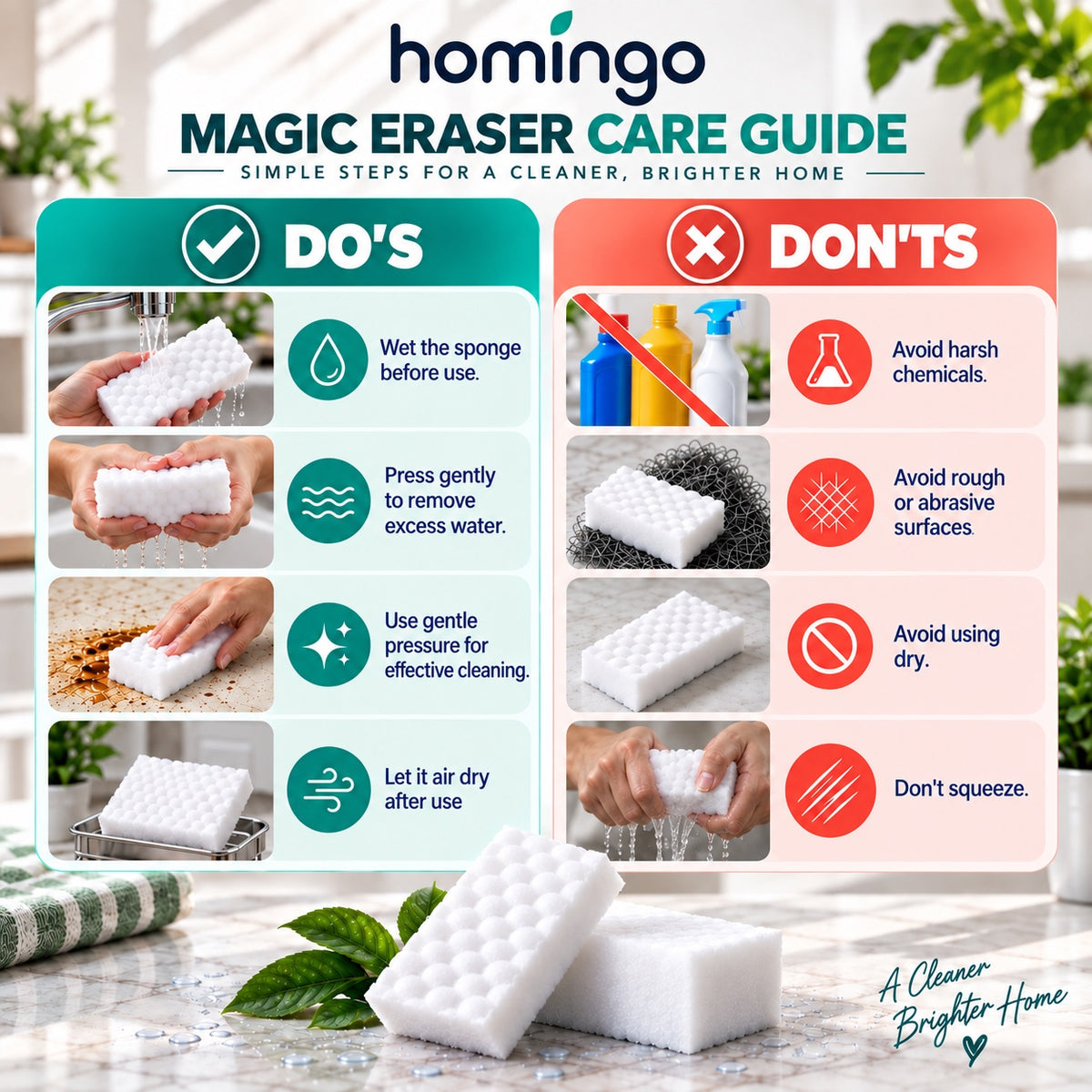 Care guide: do wet it first and let it air dry after; do not use harsh chemicals, use it dry or squeeze it